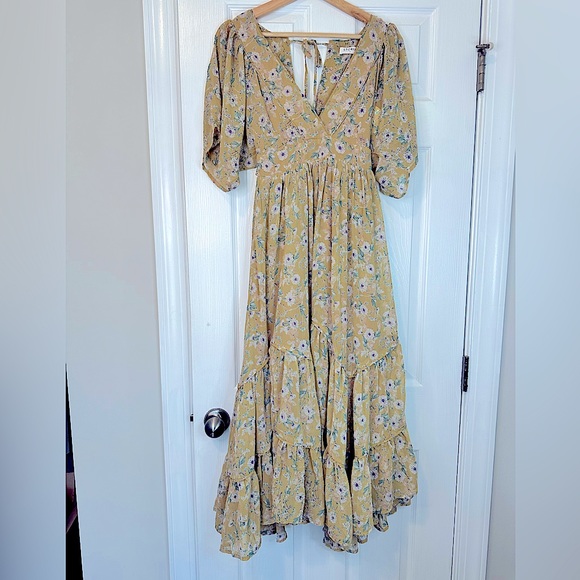 Storia Dresses & Skirts - NWT Yellow Flower Ruffle Prairie Maxi Dress S / M